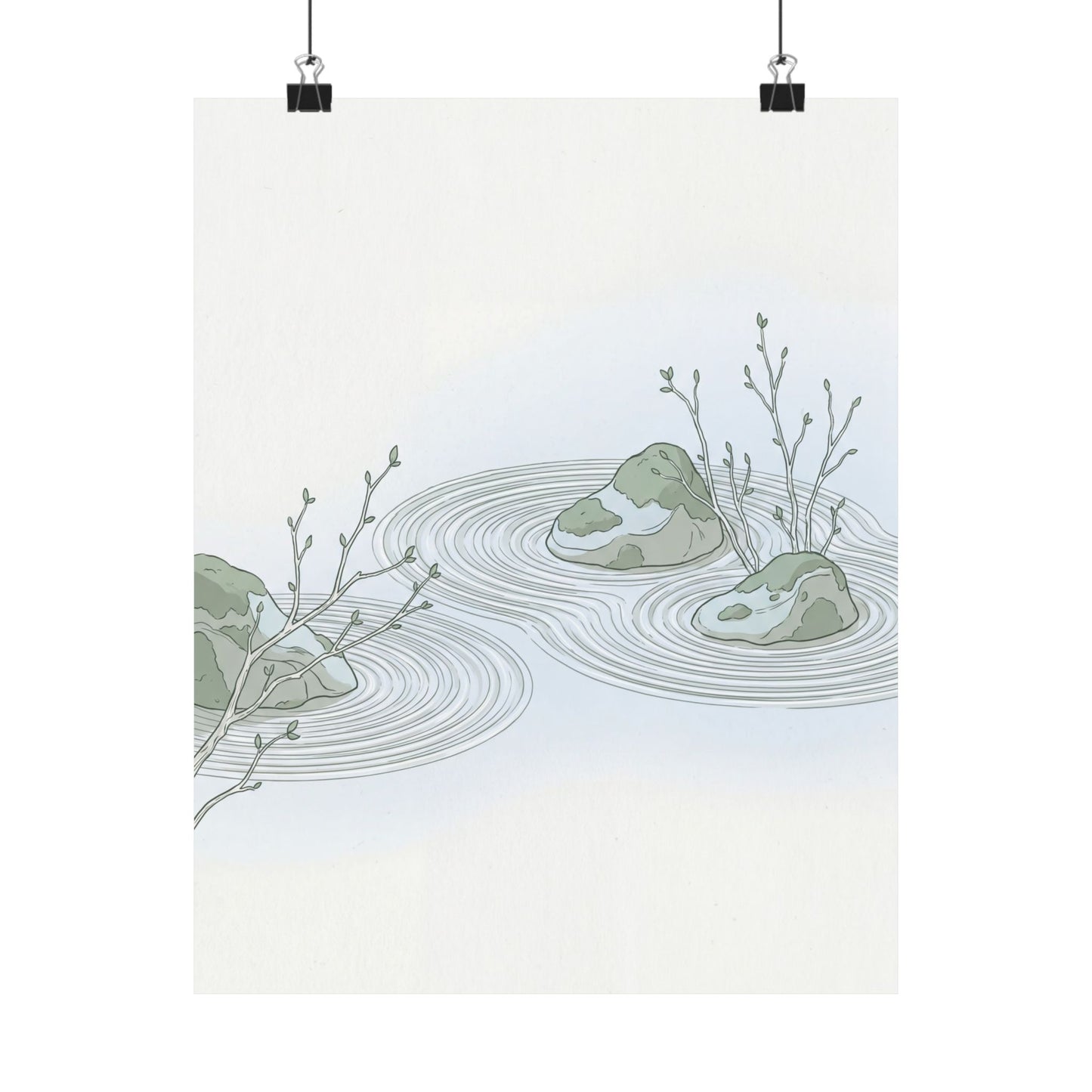 Spring Rock Garden Minimal Line Wall Art Print | Elegant Decor