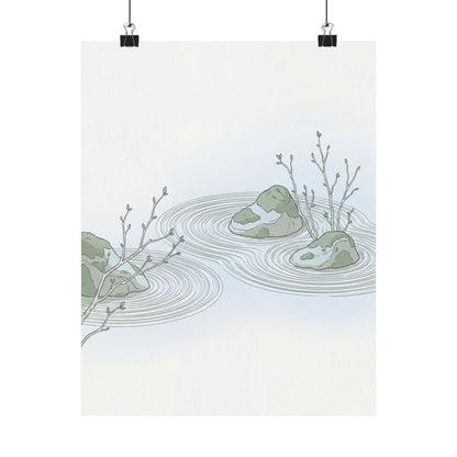 Spring Rock Garden Minimal Line Wall Art Print | Elegant Decor
