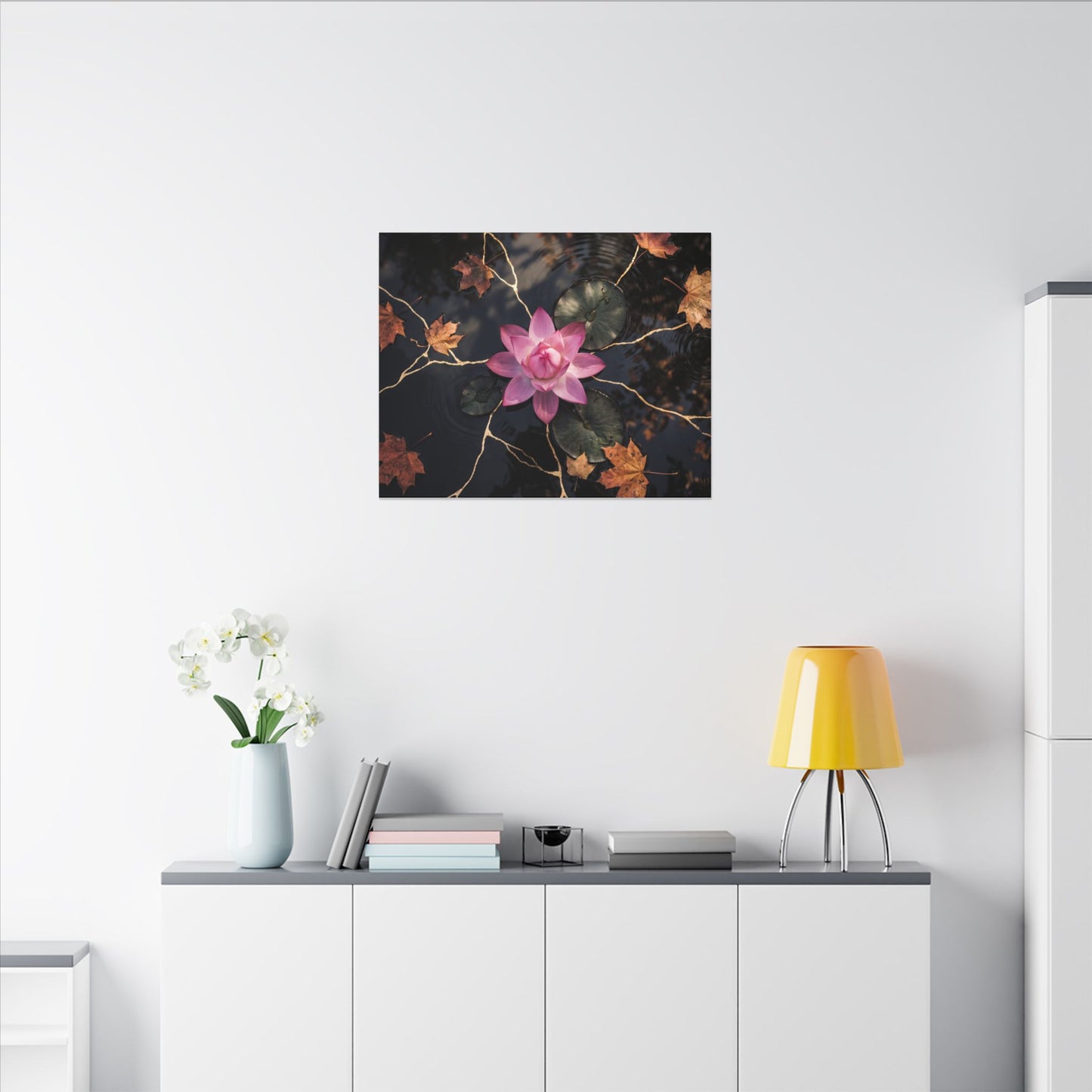 Ma Lotus Flower Canvas Art - Kintsugi Gold Vein