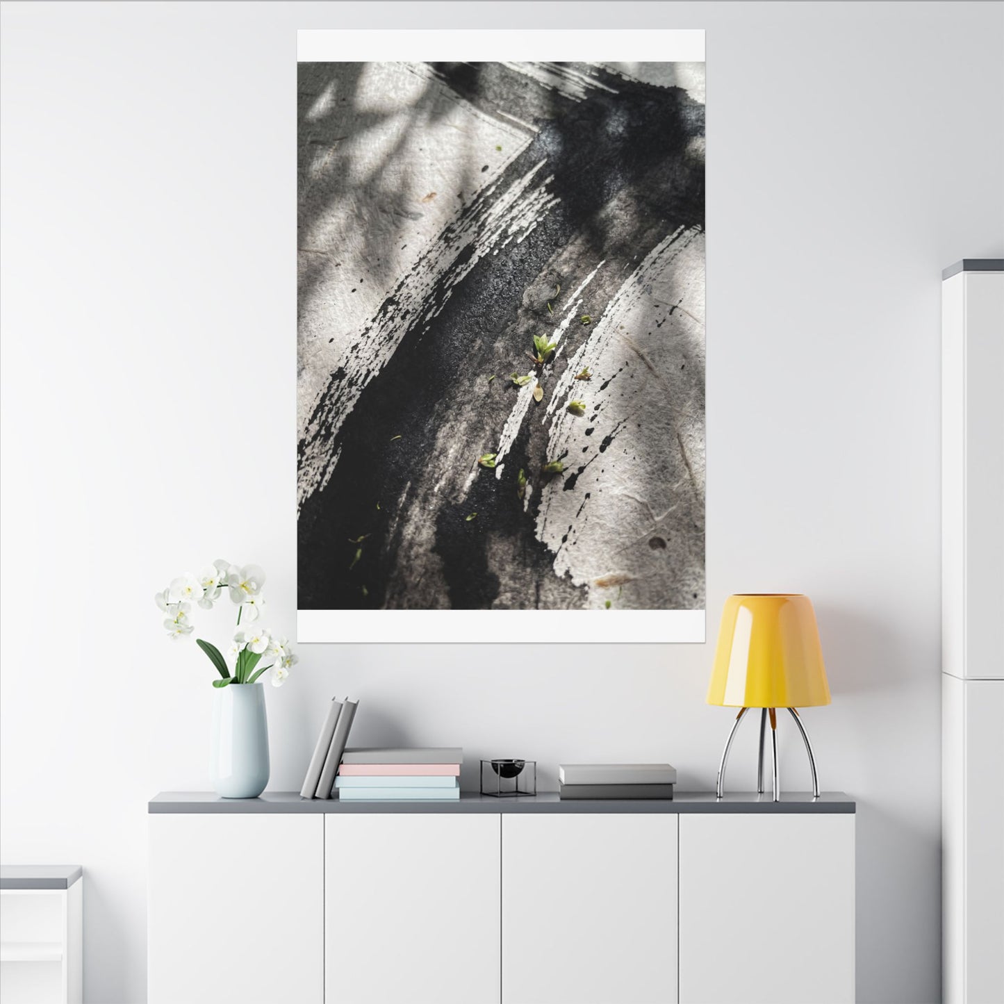 Ink Brushstroke Canvas Art | Spring Dark Japandi Moody Minimal Art