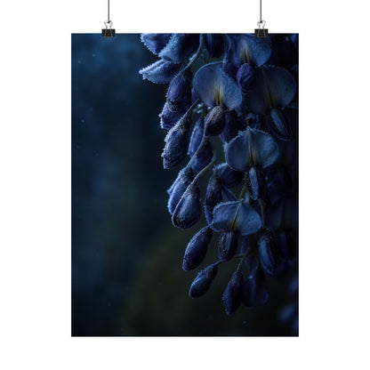 Wisteria Shadow Zen Wall Art Print | Sophisticated Dark Japandi Art