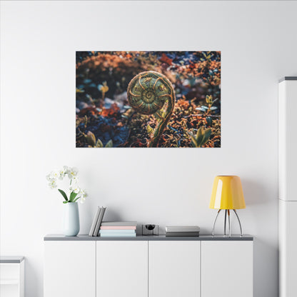 Kintsugi Fern Unfurling in Dappled | Gold Vein Canvas Art