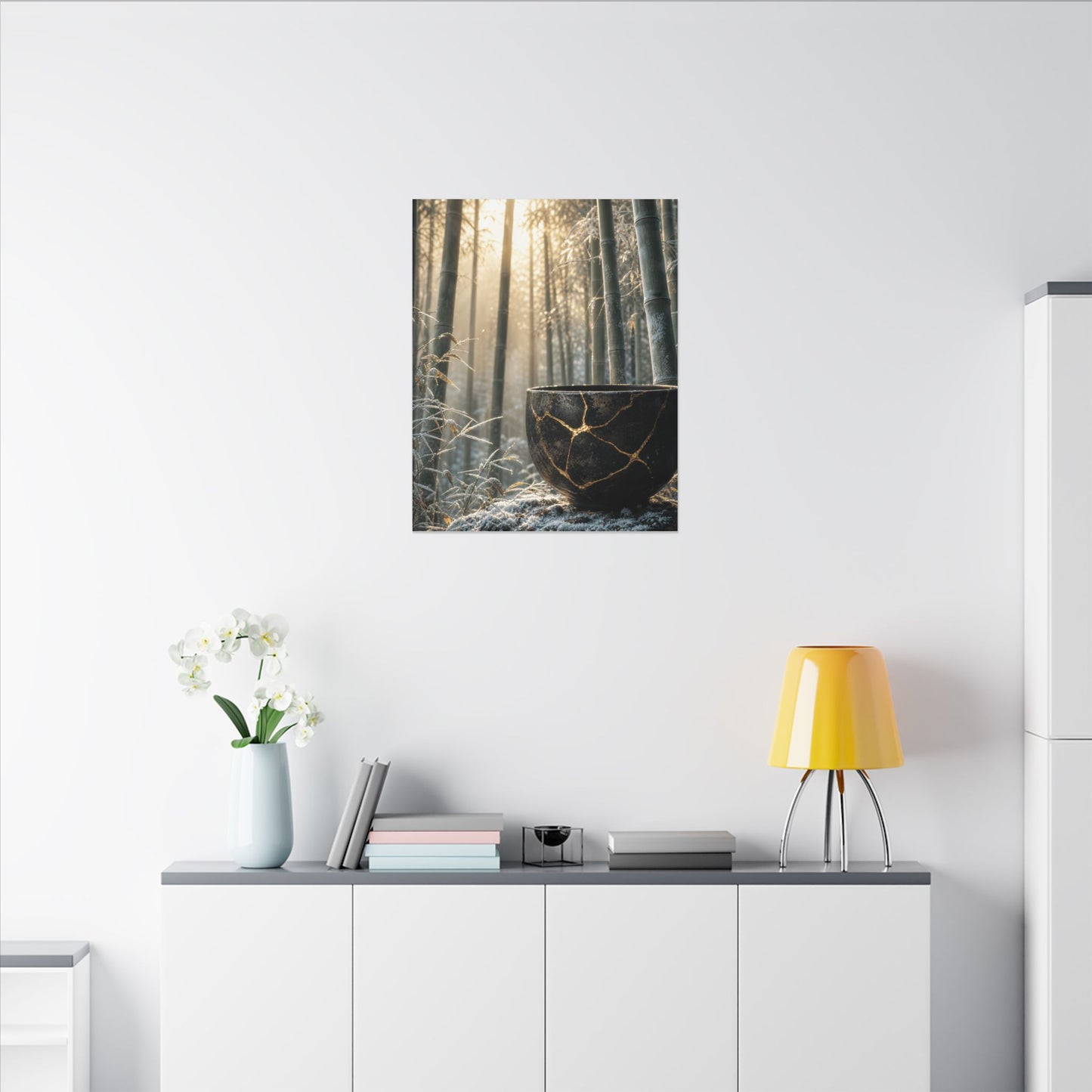 Fukinsei Bamboo Grove Canvas Art - Kintsugi Gold Repair