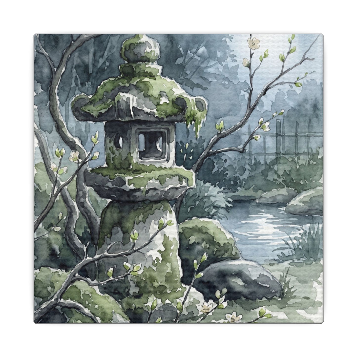 Moonlight Stone Lantern Canvas Art - Japandi Seijaku