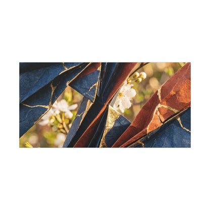 Kintsugi Paper Fold in Golden Hour | Crackle Gold Canvas Art