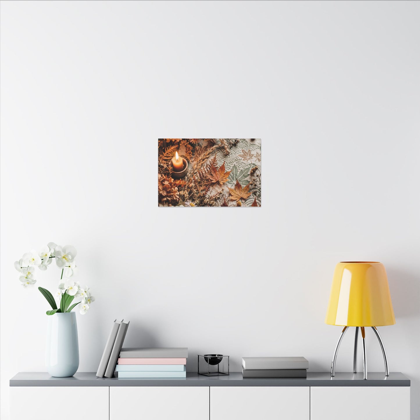 Candlelight Dried Flowers Canvas Art - Japandi Seijaku