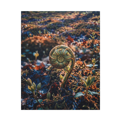 Kintsugi Fern Unfurling in Dappled | Gold Vein Canvas Art