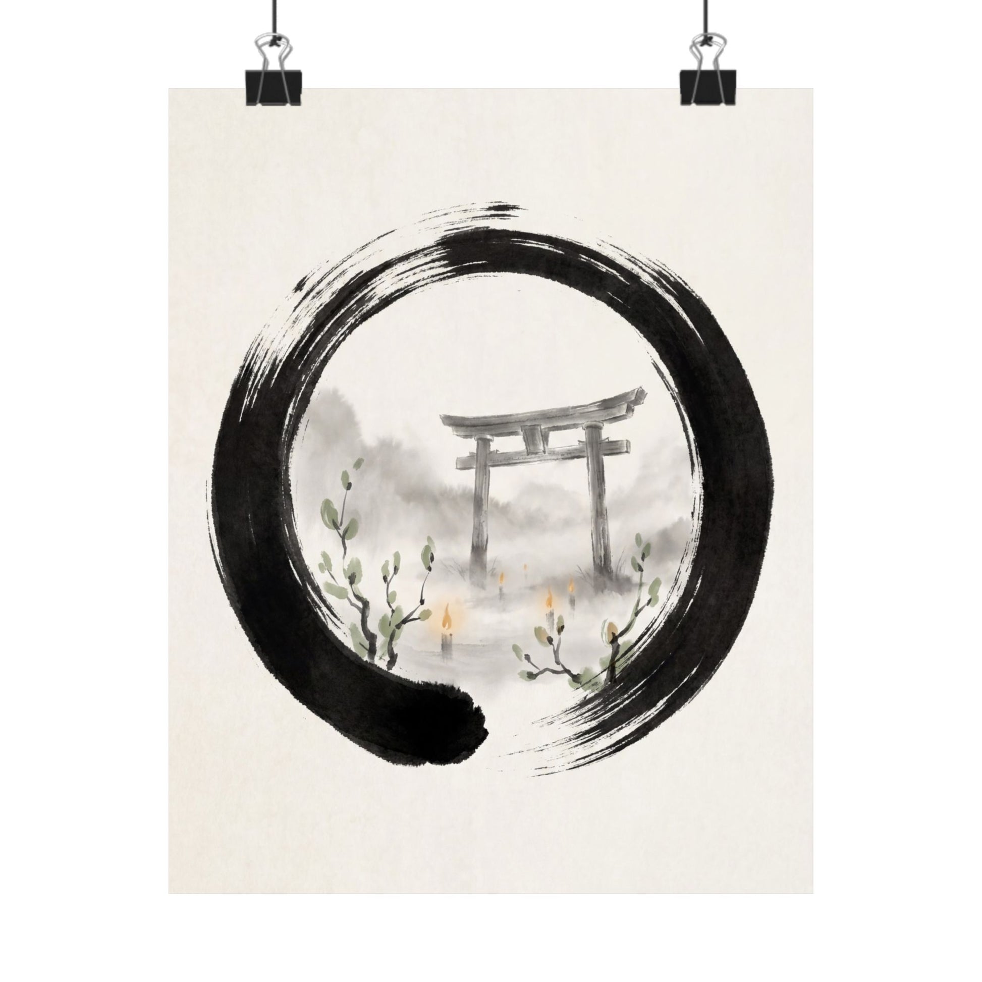 Spring Torii Gate Enso Wall Art Print | Calm Decor Art Print