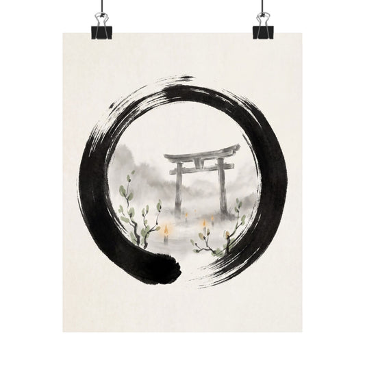 Spring Torii Gate Enso Wall Art Print | Calm Decor Art Print