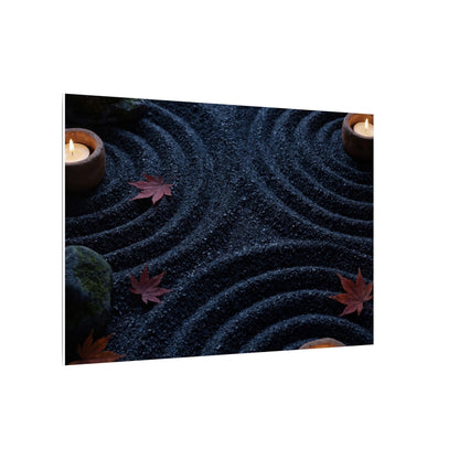 Seijaku Rock Garden Canvas Art - Dark Japandi Dark Texture