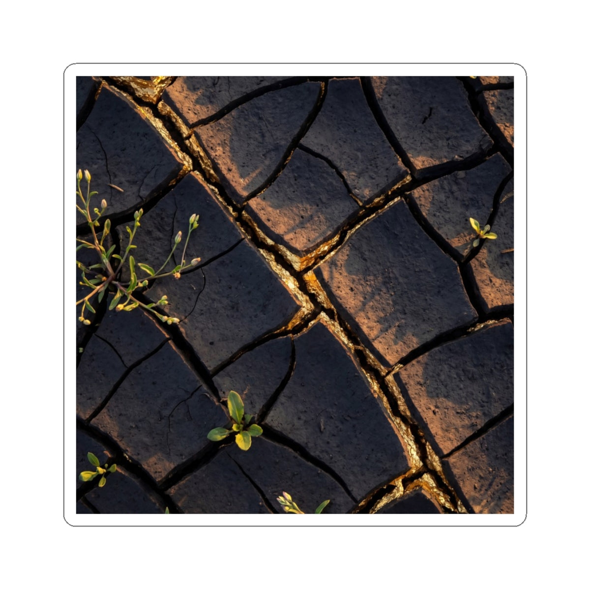 Spring Cracked Earth Gold Vein Sticker | Beautiful Decor