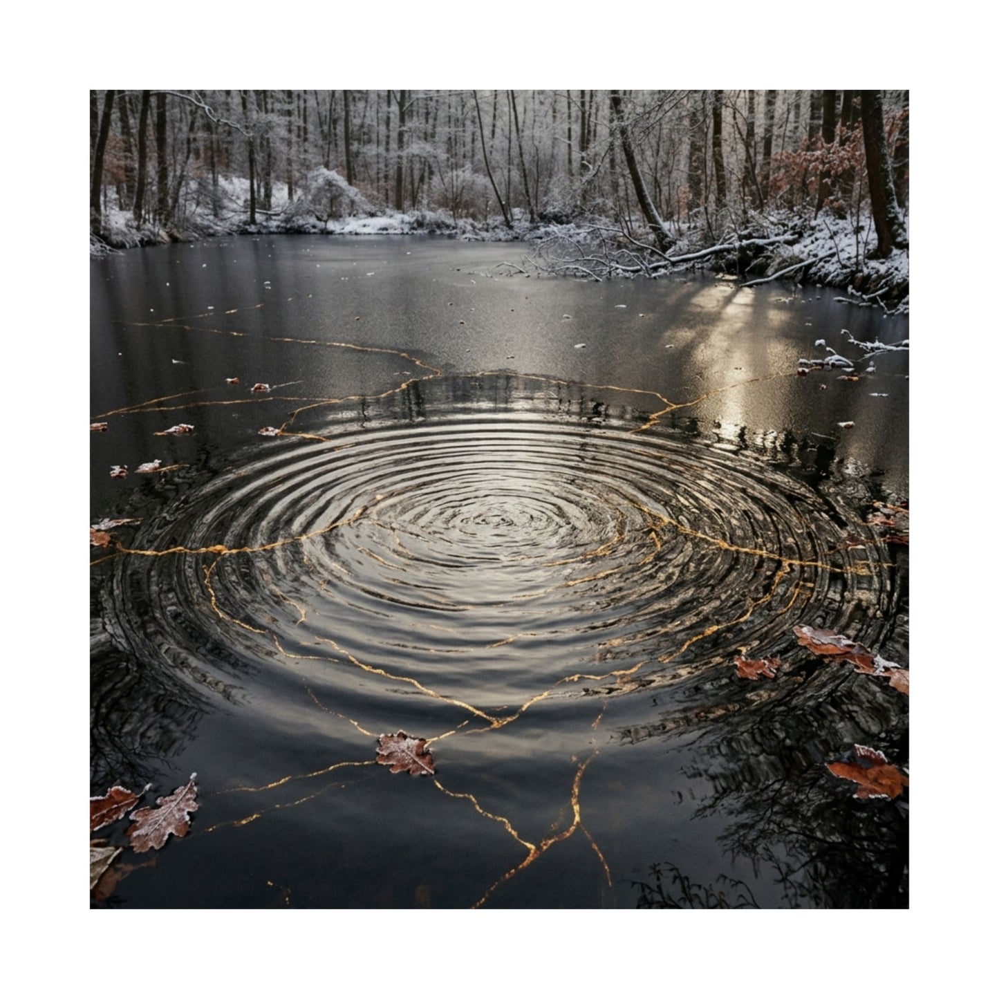 Water Ripple Wall Art Print | Winter Kintsugi Broken Beauty Art