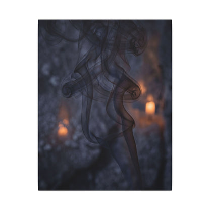 Incense Smoke Winter Canvas Art | Dark Japandi Sophisticated Design