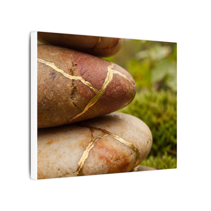 River Stones Summer Canvas Art | Kintsugi Healing Design