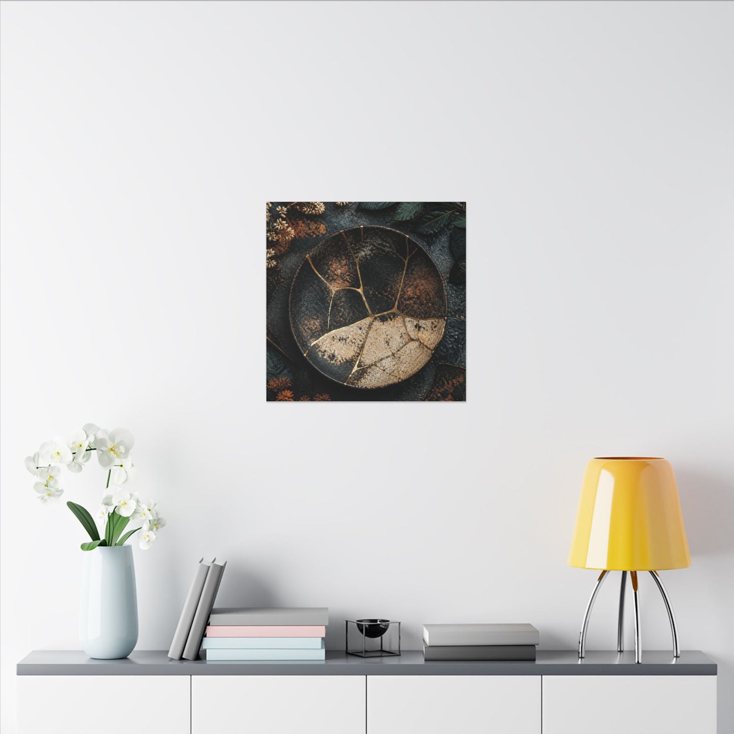 Kintsugi Rust Patina in Dawn | Gold Repair Canvas Art