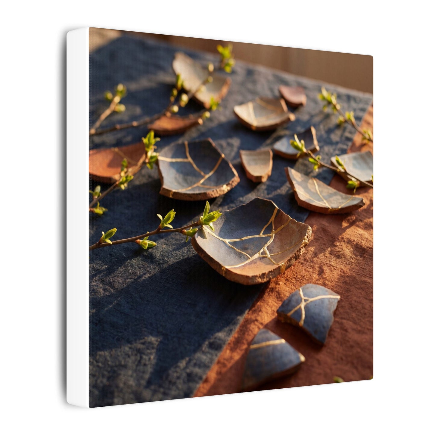 Spring Broken Pottery Gold Vein Canvas Art | Philosophical Decor