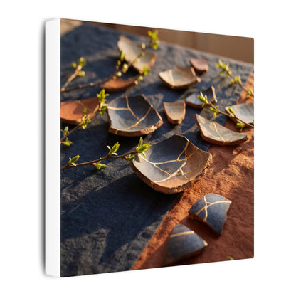 Spring Broken Pottery Gold Vein Canvas Art | Philosophical Decor