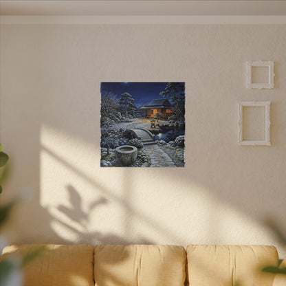 Moonlit Garden Winter Canvas Art | Kintsugi Artful Design