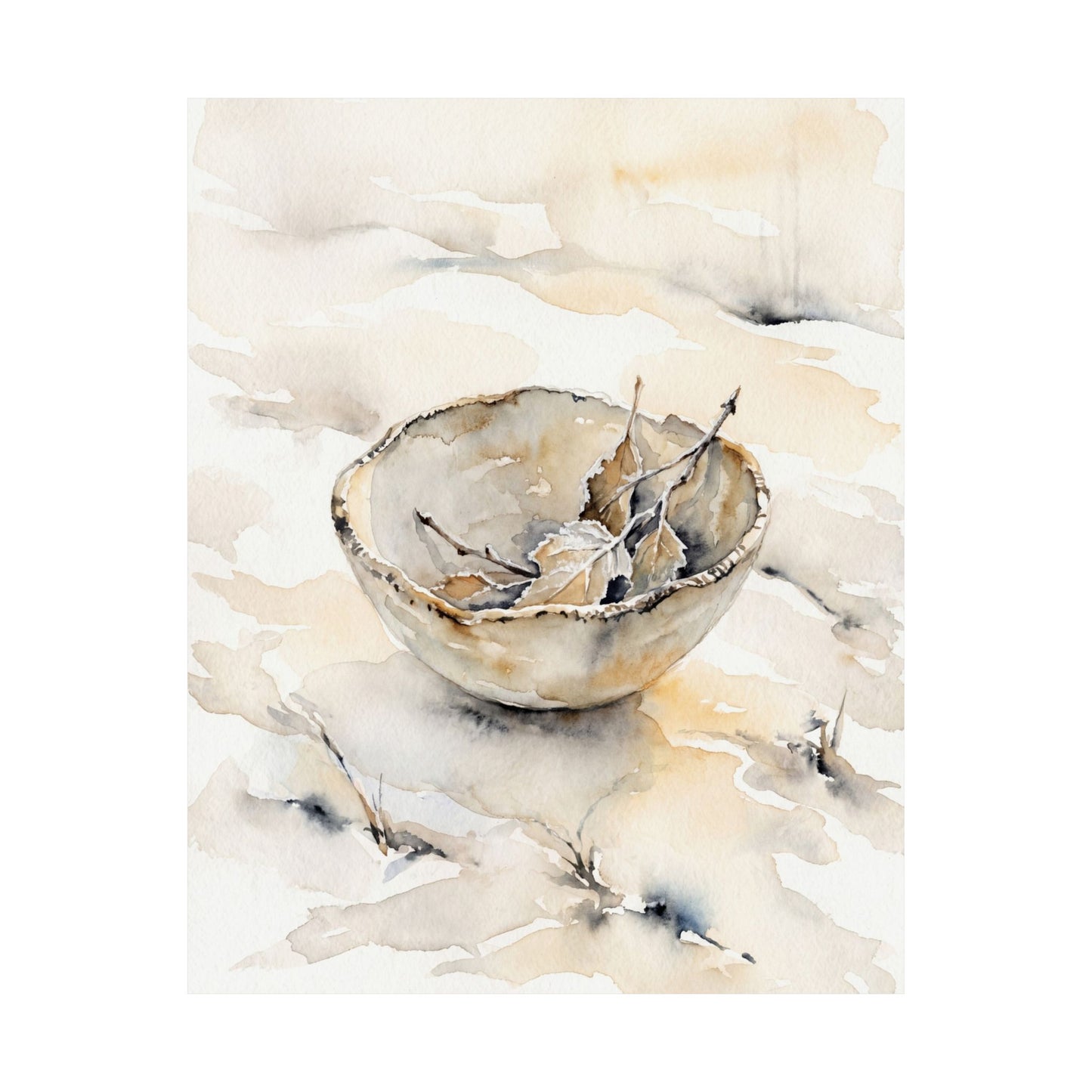 Fukinsei Ceramic Bowl Wall Art Print - Japandi Watercolor