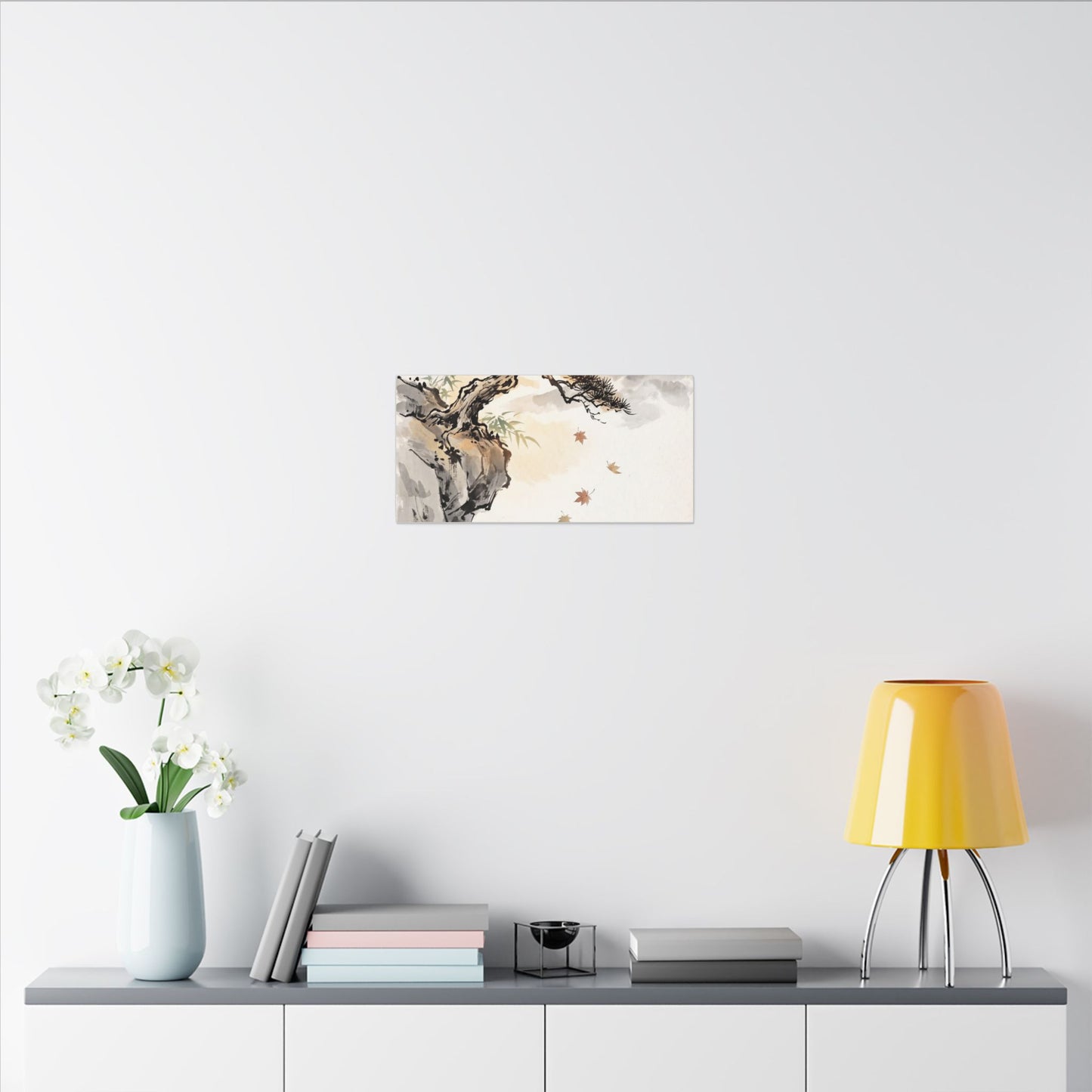 Peaceful Pine Tree Canvas Art - Sumi E Zen