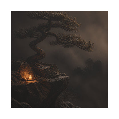 Pine Tree Shadow Zen Canvas Art | Luxurious Dark Japandi Art