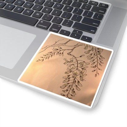 Spring Wisteria Minimal Line Sticker | Elegant Decor Art Print