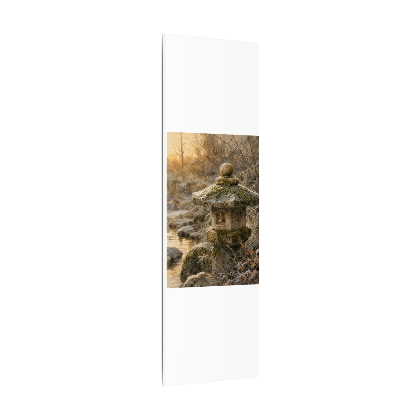 Winter Stone Lantern Watercolor Canvas Art | Earthy Decor