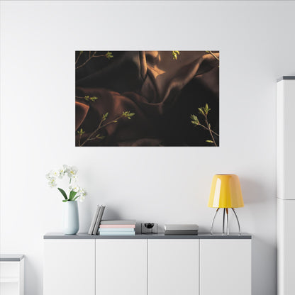 Dark Japandi Silk Drape in Golden Hour | Moody Minimal Canvas Art