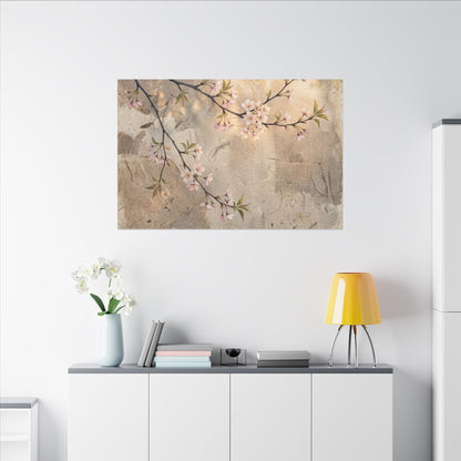 Summer Cherry Blossom Texture Canvas Art | Neutral Decor