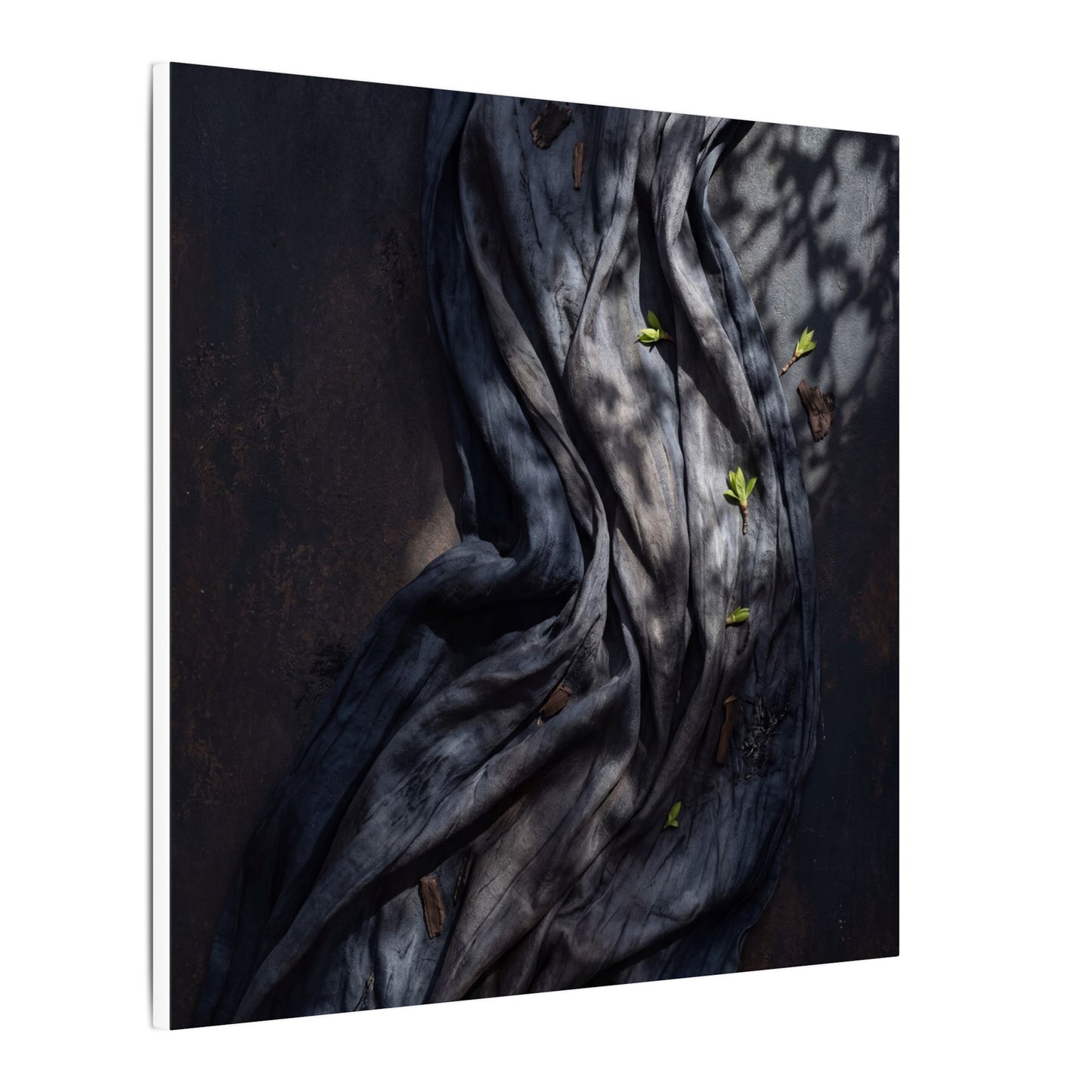 Seijaku Silk Drape Canvas Art - Dark Japandi Dark Texture