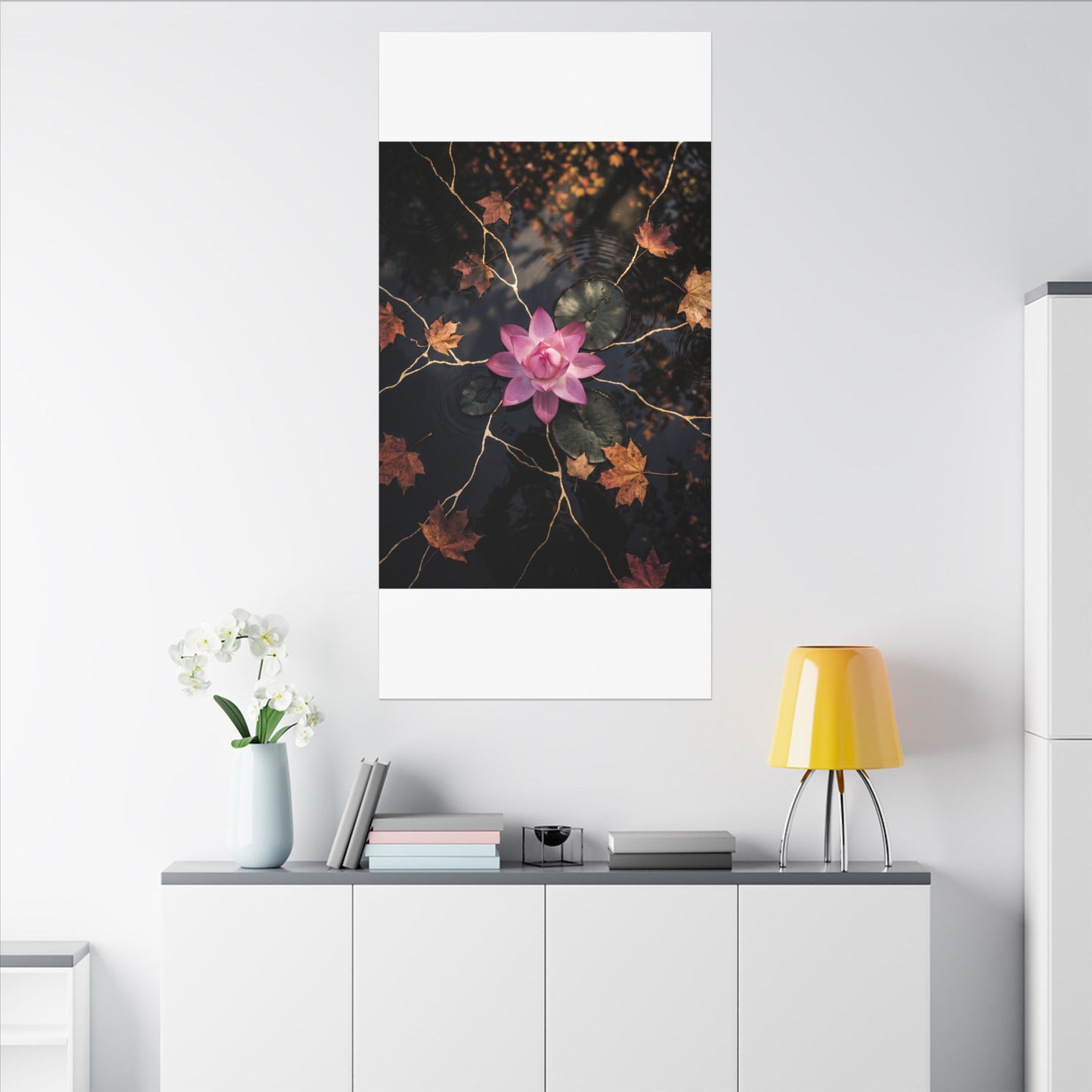 Ma Lotus Flower Canvas Art - Kintsugi Gold Vein