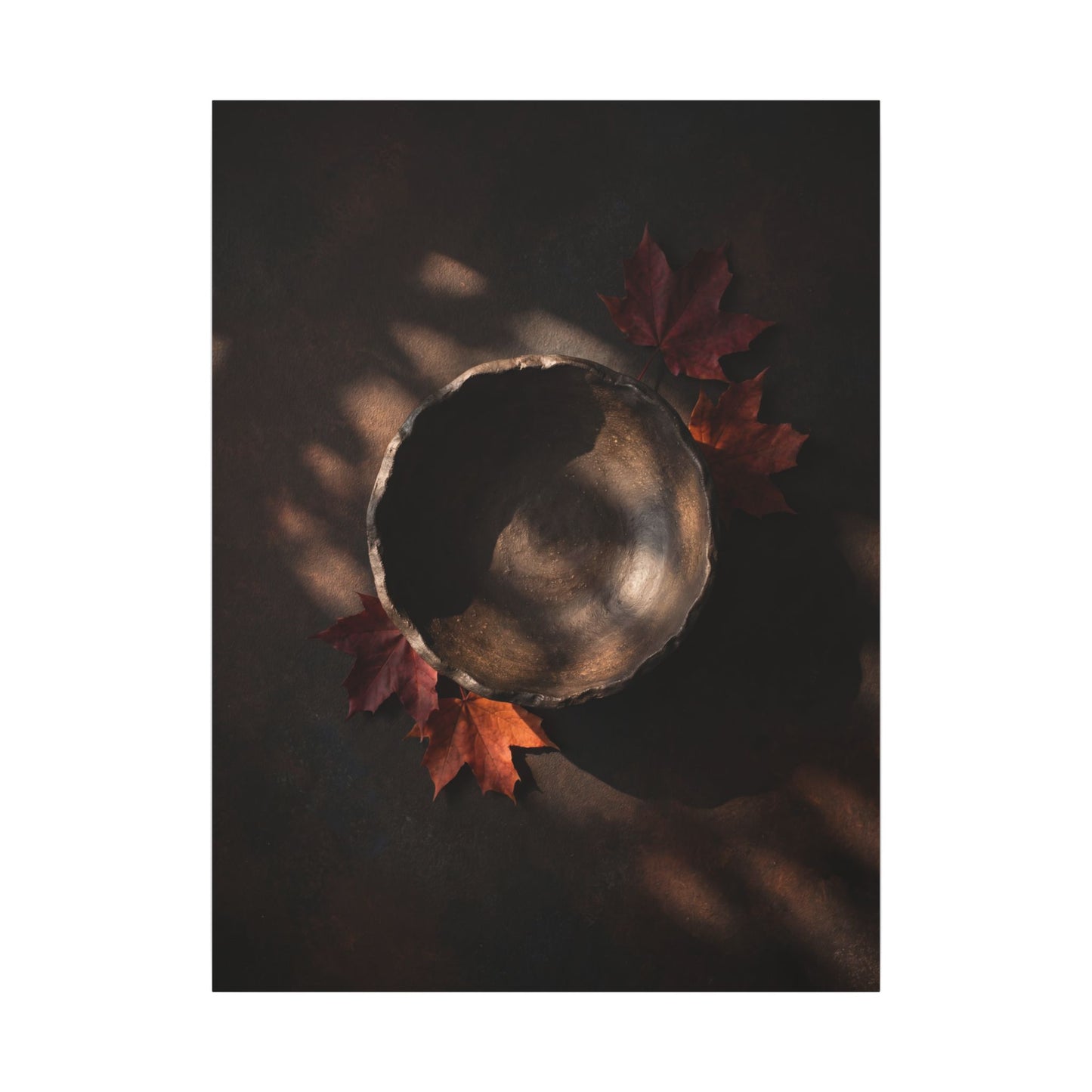 Ceramic Bowl Canvas Art | Autumn Dark Japandi Dark Texture Art