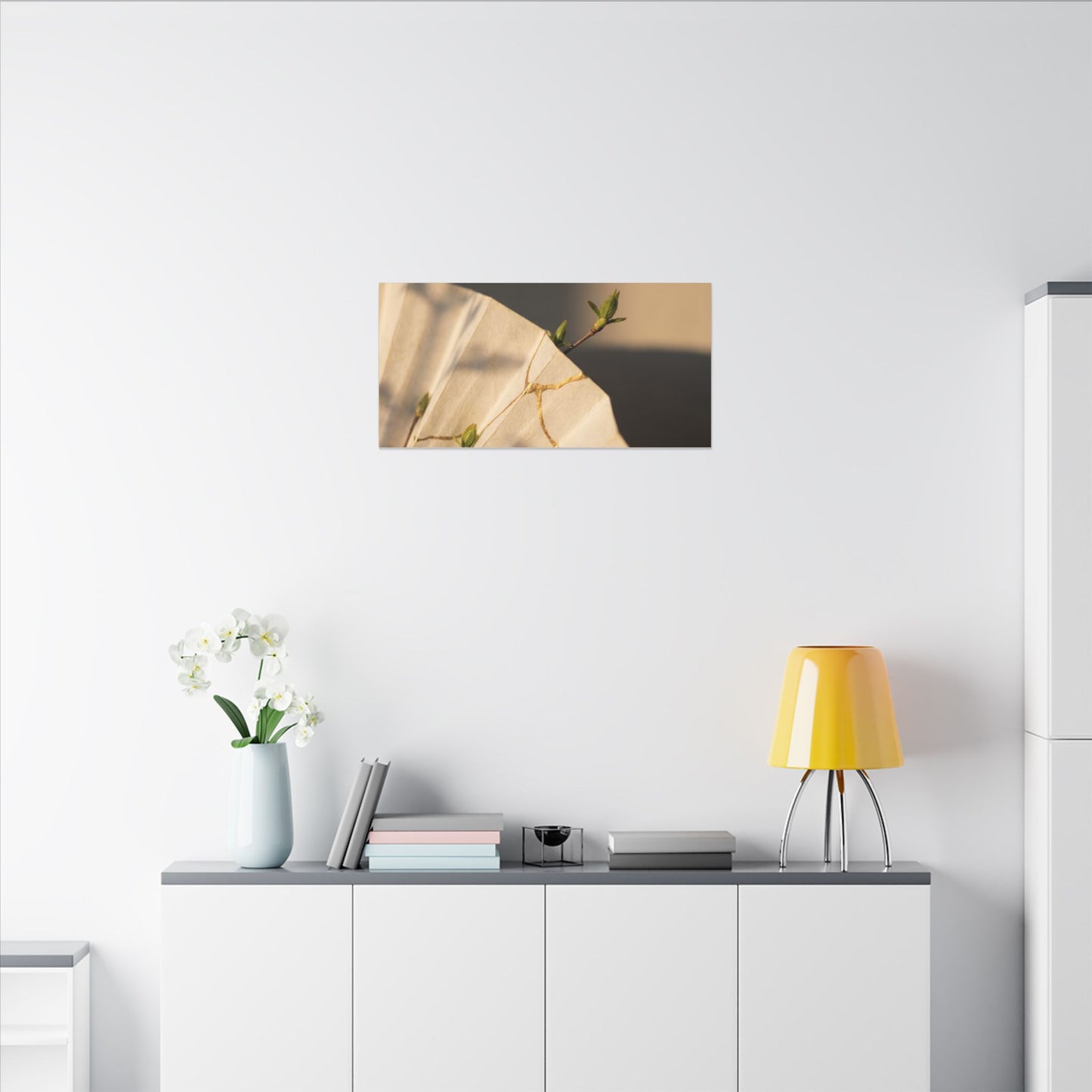 Paper Fold Gold Vein Canvas Art | Healing Kintsugi Art