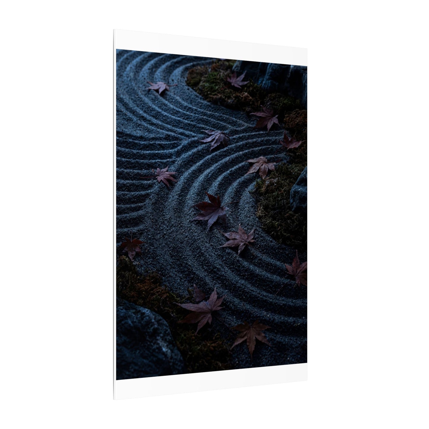 Rock Garden Canvas Art | Autumn Dark Japandi Dark Texture Art