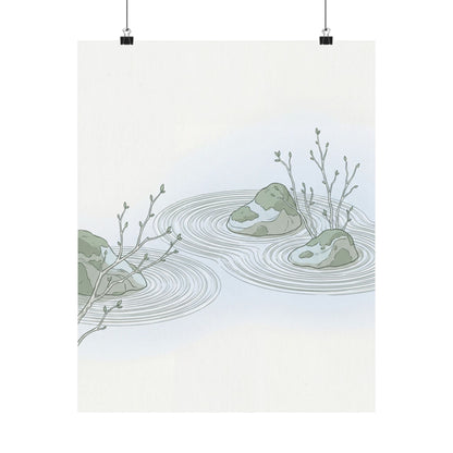 Spring Rock Garden Minimal Line Wall Art Print | Elegant Decor