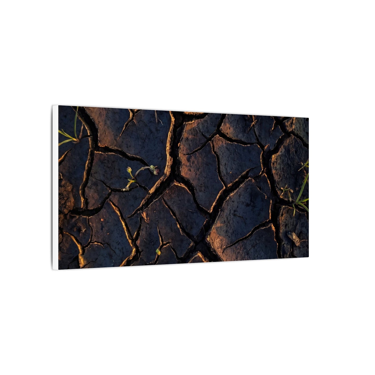 Cracked Earth Moody Minimal Canvas Art | Luxurious Dark Japandi Art