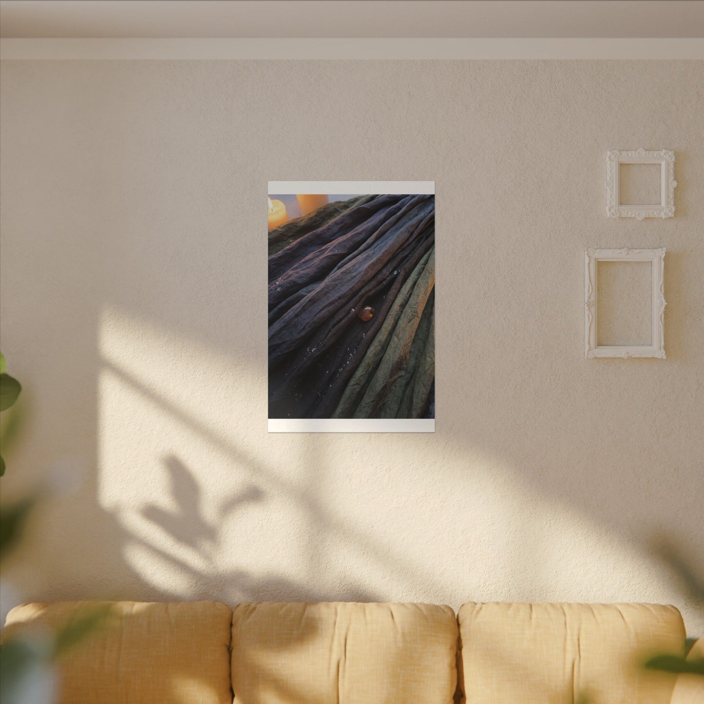 Silk Drape Shadow Zen Canvas Art | Moody Dark Japandi Art