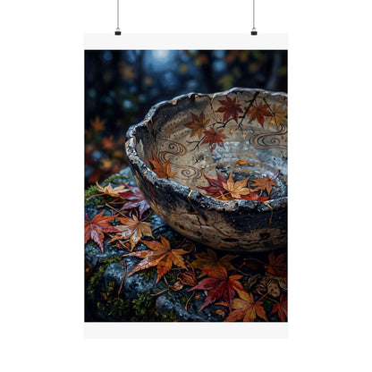 Autumn Ceramic Bowl Japanese Pattern Wall Art Print | Earthy Decor