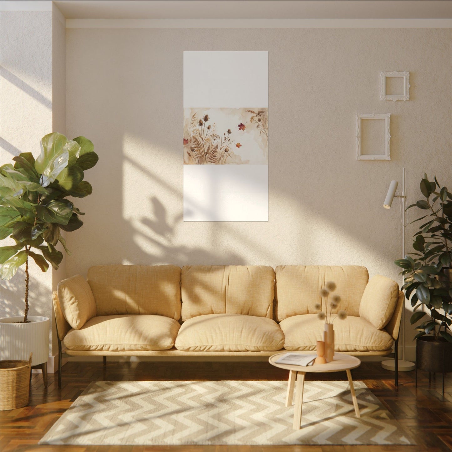 Dried Flowers Canvas Art | Autumn Japandi Watercolor Art