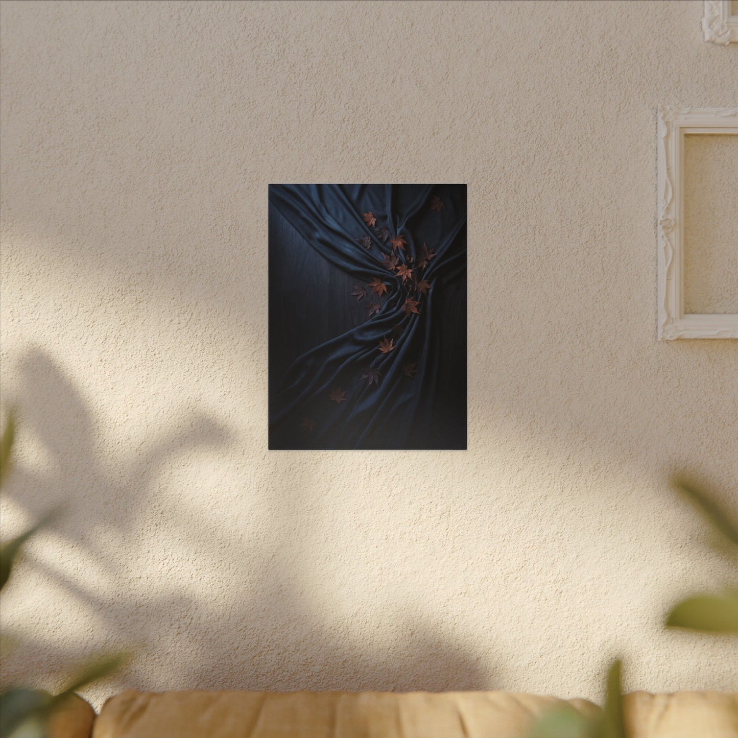 Silk Drape Autumn Canvas Art | Dark Japandi Sophisticated Design