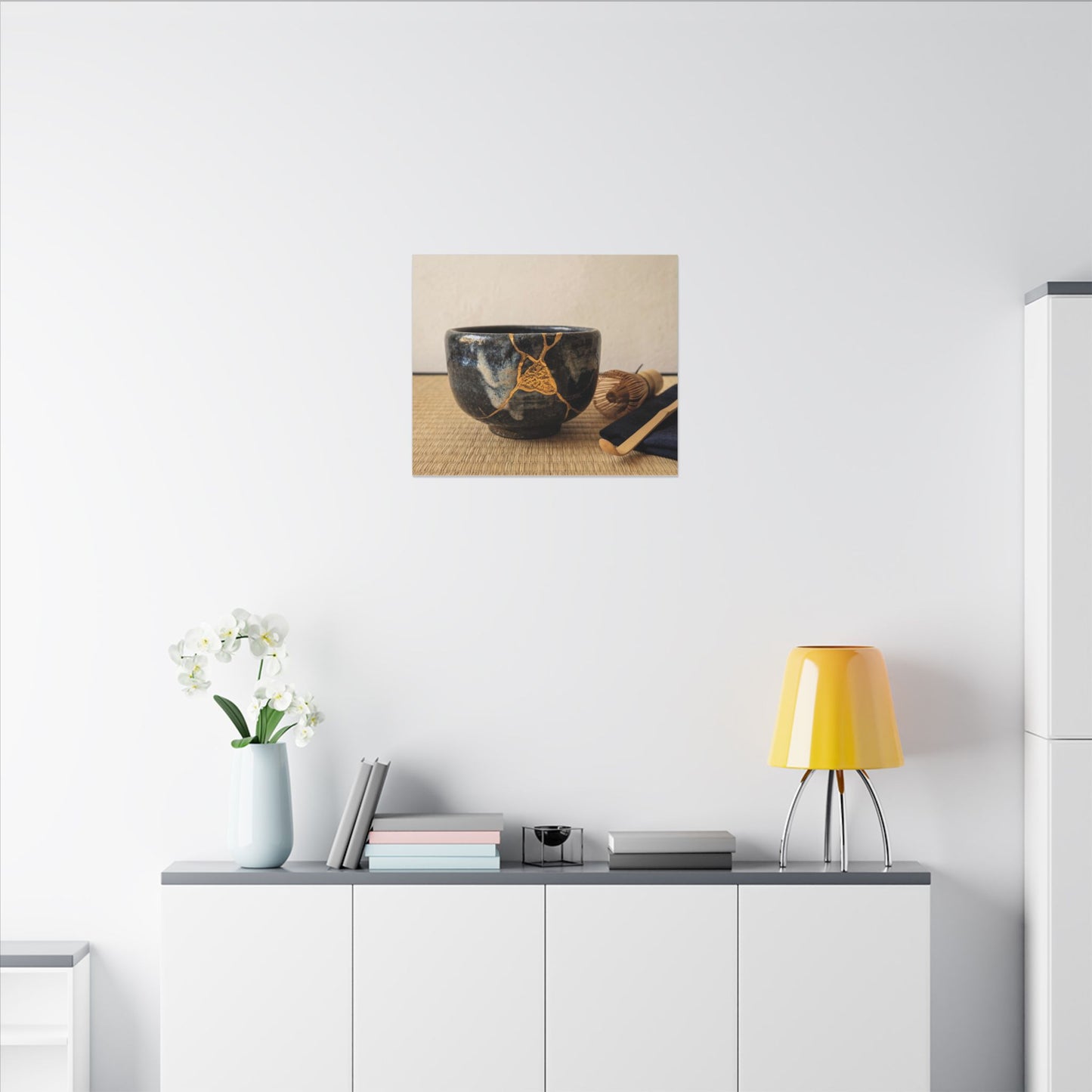Kanso Tea Ceremony Canvas Art - Kintsugi Gold Vein
