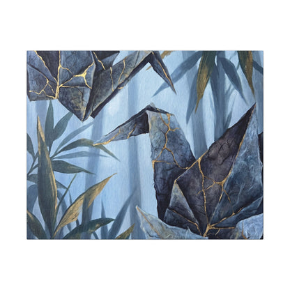 Paper Fold Canvas Art | Summer Kintsugi Crackle Gold Art Art Print