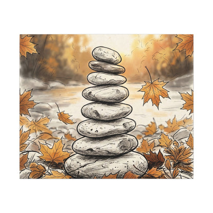 Earthy River Stones Canvas Art - Minimal Line Japandi