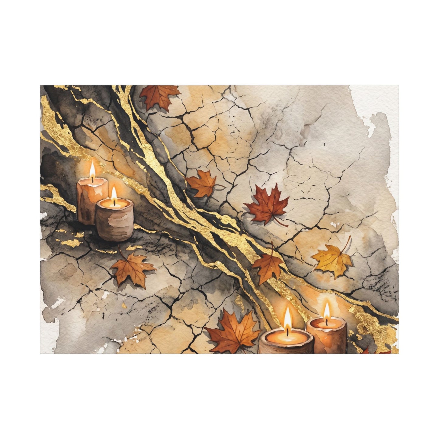 Cracked Earth Autumn Canvas Art | Japandi Warm Design