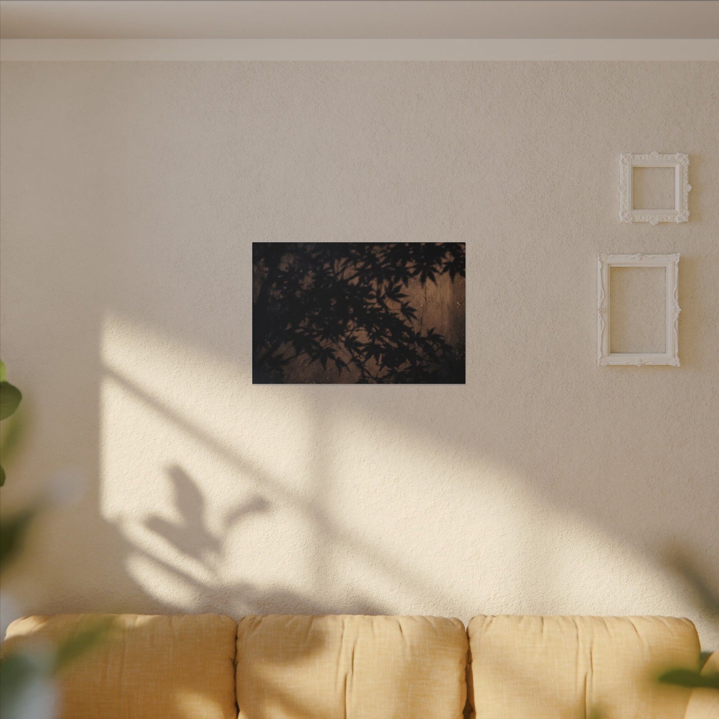 Shadow Play Autumn Canvas Art | Dark Japandi Atmospheric Design