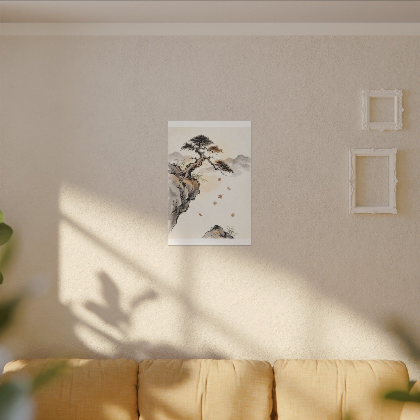 Peaceful Pine Tree Canvas Art - Sumi E Zen