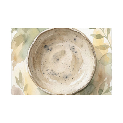 Ceramic Bowl Watercolor Canvas Art | Warm Japandi Art
