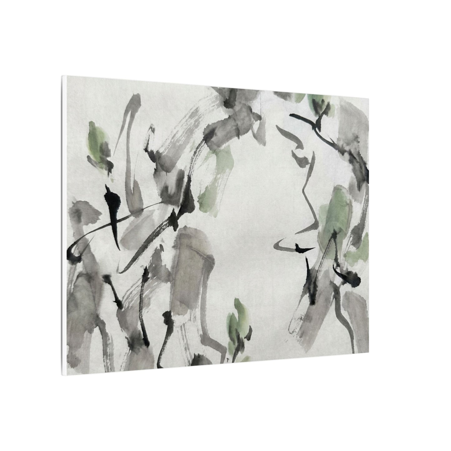 Zen Ink Brushstroke in Overcast | Sumi E Canvas Art