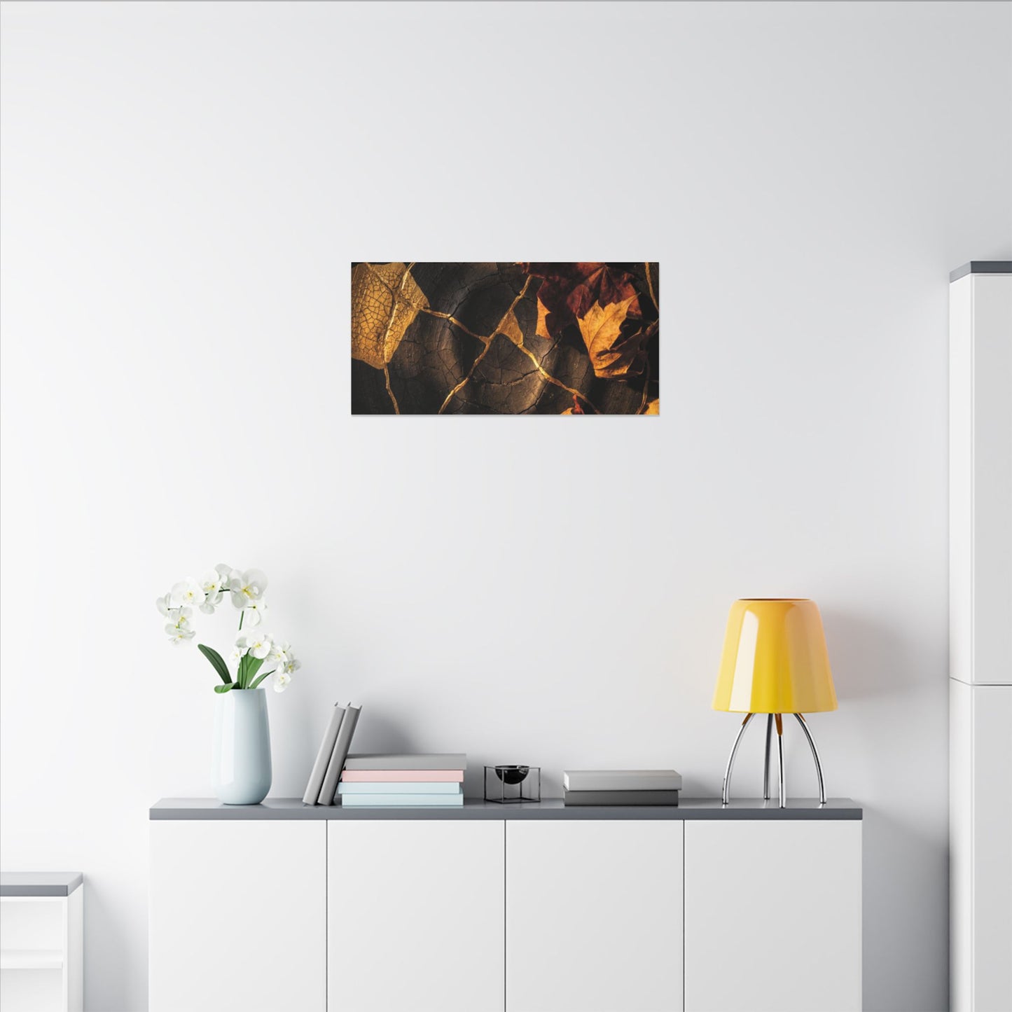 Resilient Shadow Play Canvas Art - Crackle Gold Kintsugi