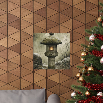 Cozy Stone Lantern Wall Art Print - Texture Japandi